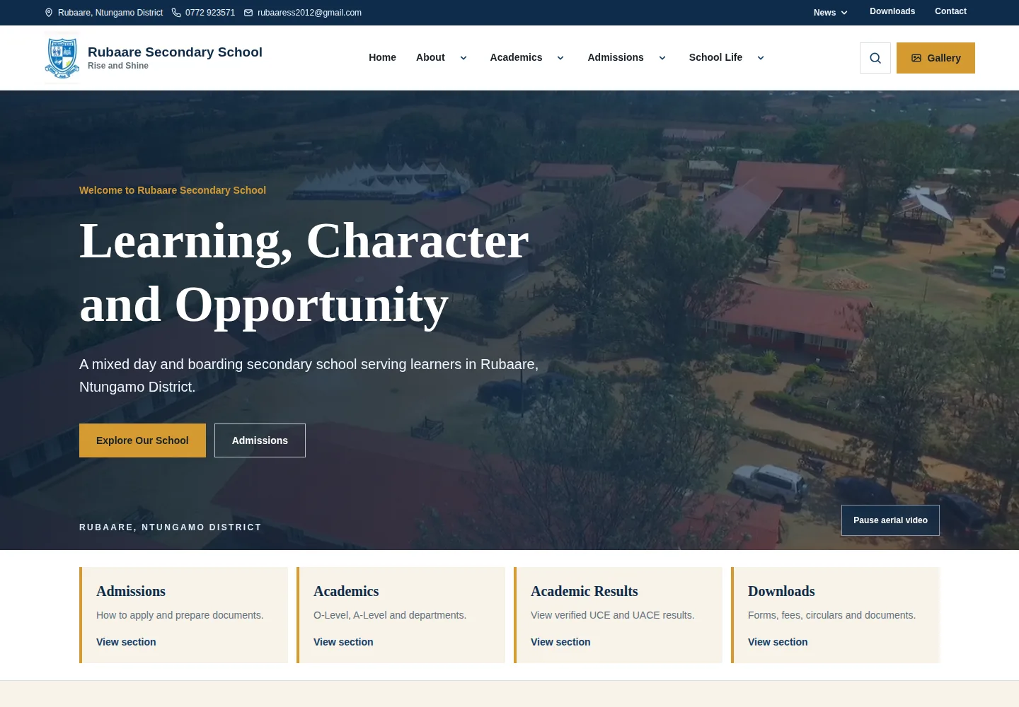 Rubaare Secondary School’s official homepage
